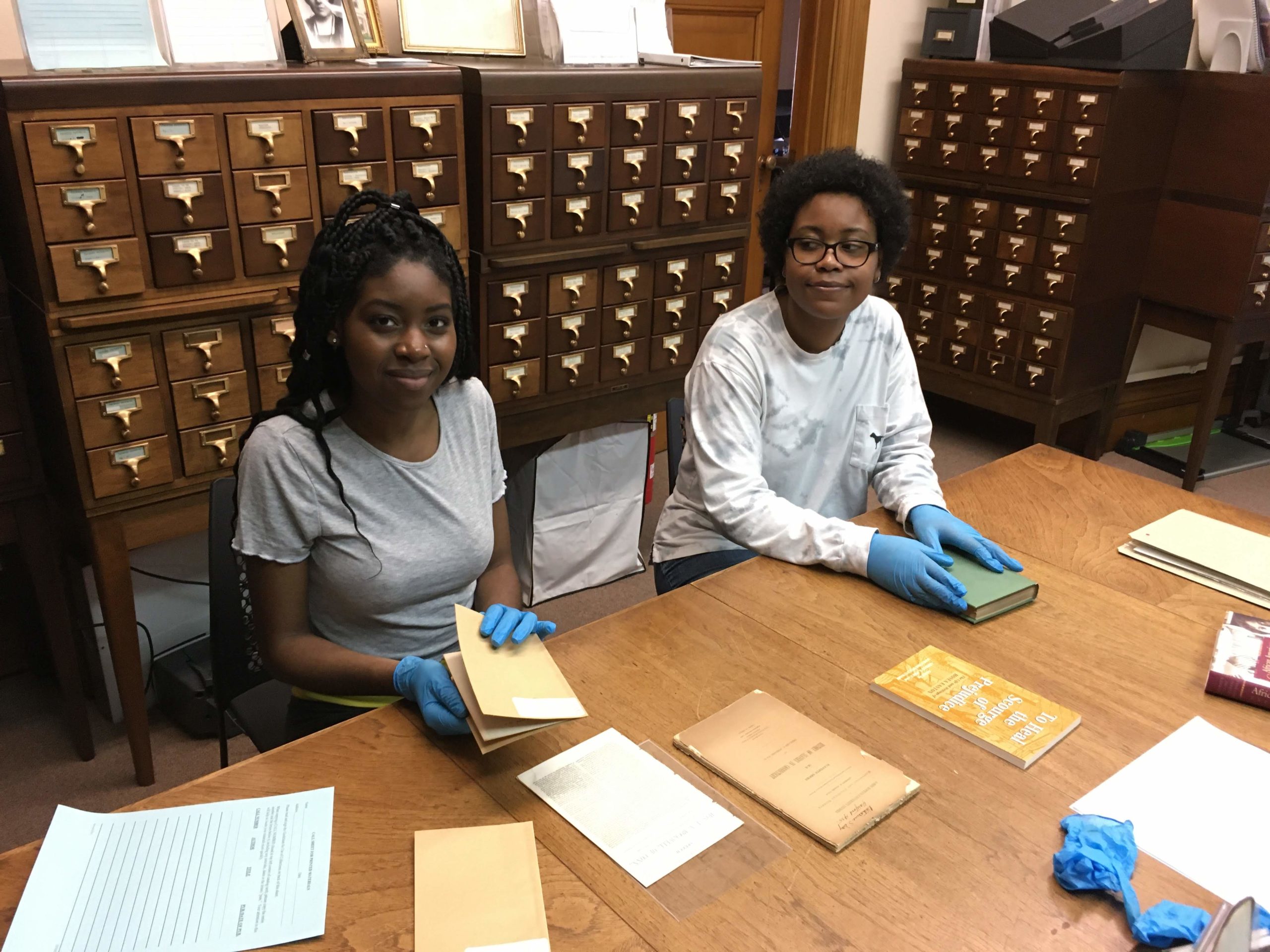 Mercy and Aliyah at Stowe archives