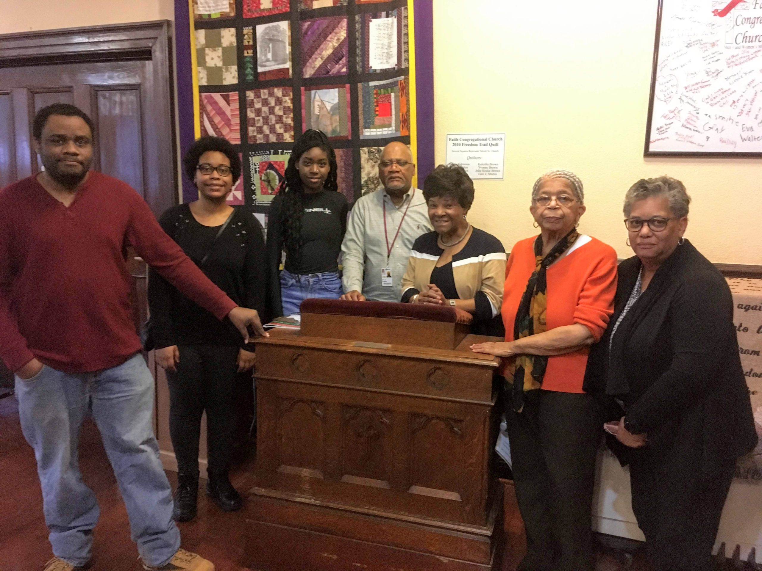 Students w Faith members original pulpit