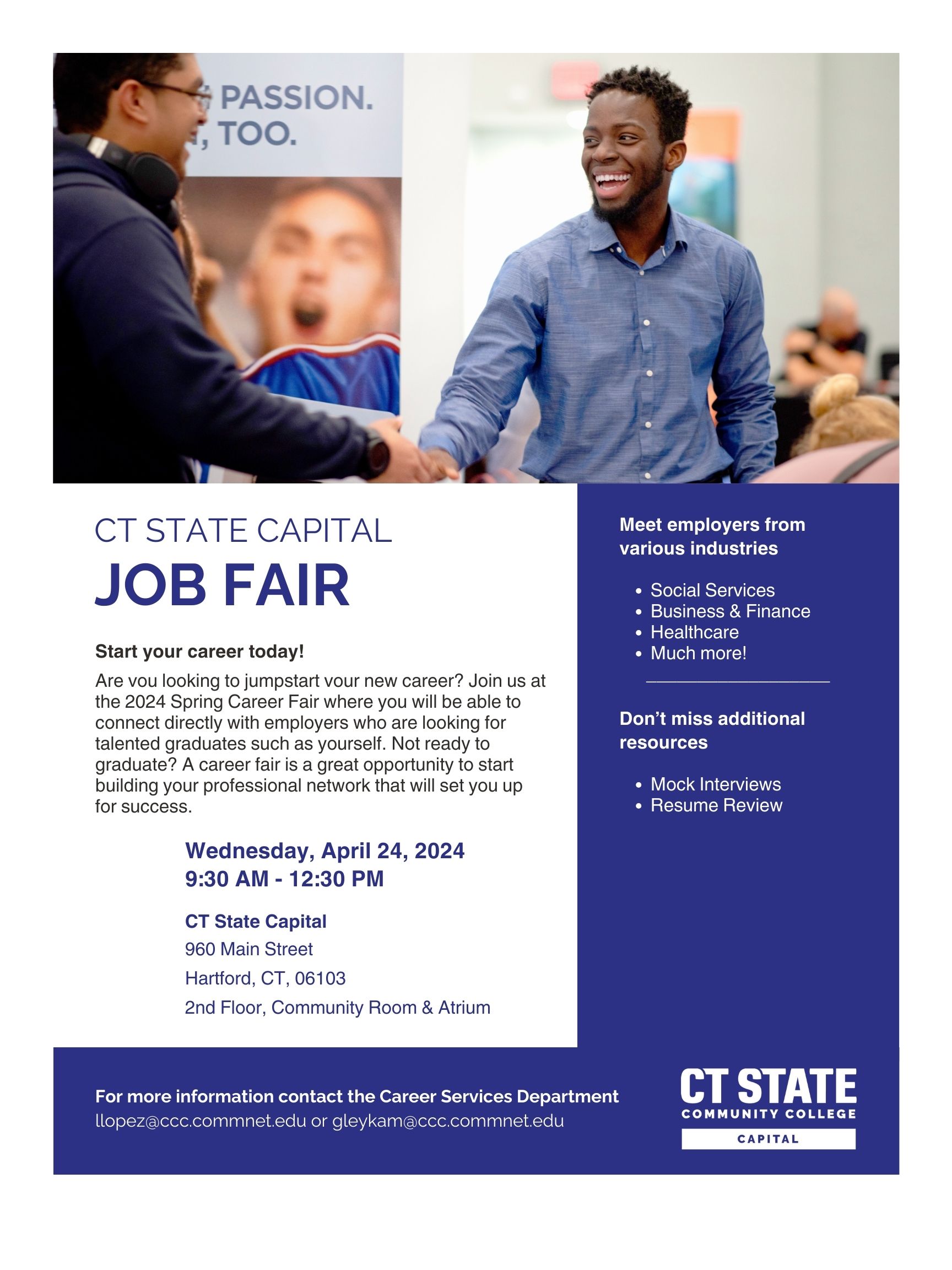 CT State Capital Spring 20224 Career Fair Poster